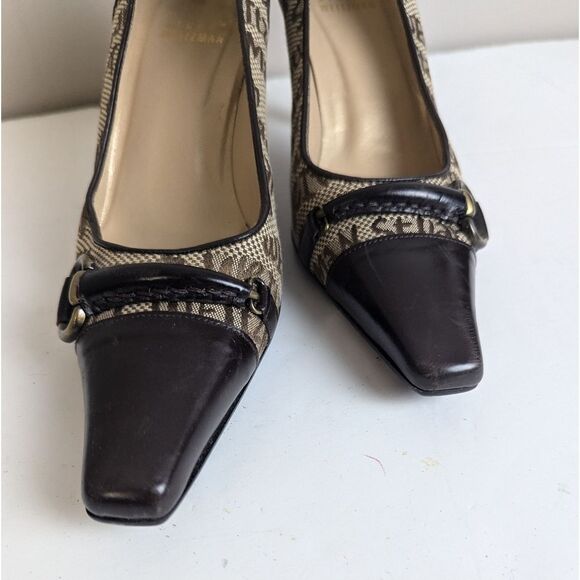 Vintage Stuart Weitzman Monogram Heels – Size 5 – 3" Heel – Rare Designer Pumps - Picture 4 of 11